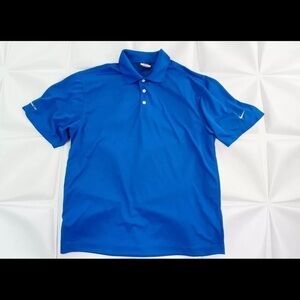 Nike Golf Mens Sz L Blue Dri-Fit Polo Shirt American Fidelity Bermuda